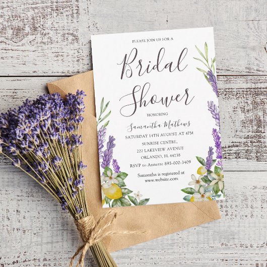 Boho Bruiloft Uitnodiging Citroen & Lavendel Loof