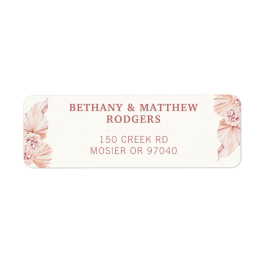Boho bruiloft uitnodiging envelop retouradres etiket (Voorkant)