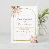 Boho bruiloft uitnodiging in het Spaans (Staand voorkant)