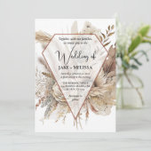 Boho bruiloft uitnodiging Terracotta Pampas gras (Staand voorkant)