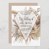 Boho bruiloft uitnodiging Terracotta Pampas gras (Voorkant / Achterkant)