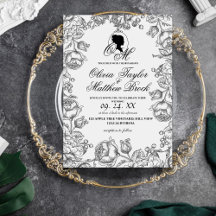 Boho-bruiloft wit en zwart script kasteel bruiloft