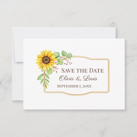 Boho bruiloft zonnebloem bewaar de datum kaart (Voorkant)