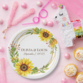  boho bruiloft zonnebloemen romantisch papieren bordje (Feest)