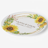  boho bruiloft zonnebloemen romantisch papieren bordje (Gekanteld)