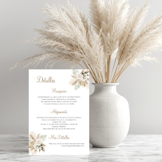 Boho Bruiloftdetails in het Spaans Bedankkaart