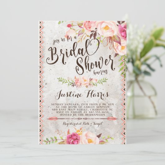 Boho Bruilofts Uitnodiging (Staand voorkant)