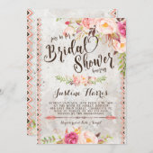 Boho Bruilofts Uitnodiging (Voorkant / Achterkant)