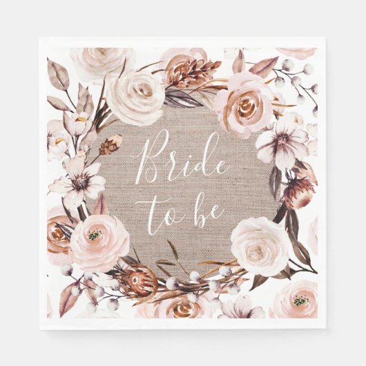 Boho Bruiloftserviesjes Jute Bruid Wordt Servet (Voorkant)