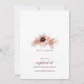 Boho Bruiloftsfeest Burgundy Pampas Grasrozen Kaart (Achterkant)
