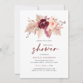 Boho Bruiloftsfeest Burgundy Roze Goud Pampas Kaart