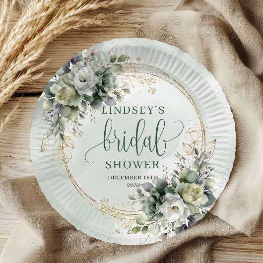 Boho Bruiloftsfeest Groene Goud Bruiloftsfeest Papieren Bordje
