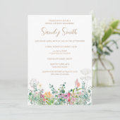 Boho Bruiloftsfeest Watercolor Wilde Bloem Kaart (Staand voorkant)
