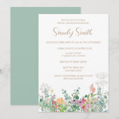 Boho Bruiloftsfeest Watercolor Wilde Bloem Kaart (Voorkant / Achterkant)