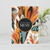 Boho Bruiloftsmenu 5x7 Tropische Bloemen Terracott Menu (Staand voorkant)