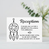 Boho Bruiloftsreceptie Droomvanger Zwart Wit Kaart (Staand voorkant)