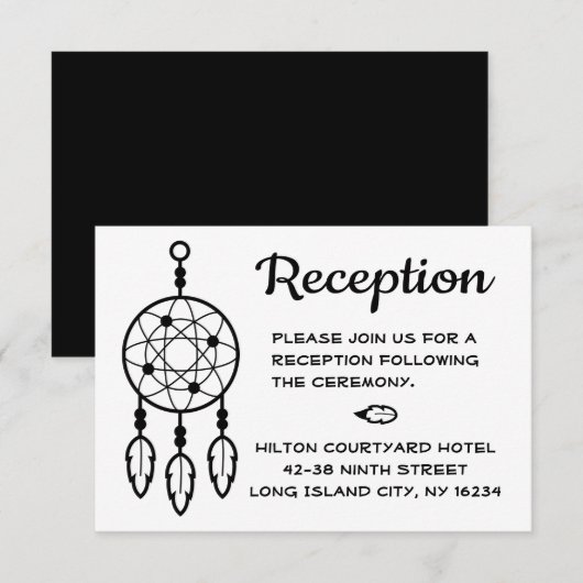Boho Bruiloftsreceptie Droomvanger Zwart Wit Kaart (Voorkant / Achterkant)