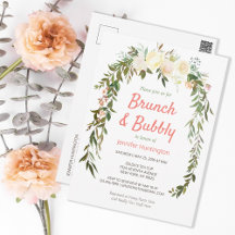 Boho bruiloftsuitnodiging voor brunch met bubbels