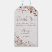 Boho Bruin Beige Bloem Baby Shower Cadeaulabel (Voorkant)
