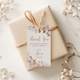 Boho Bruin Beige Bloemige Verjaardag Cadeaulabel