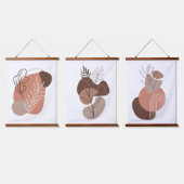Boho Bruin Beige Neutrale Kleuren Abstract Hangend Wandkleed (Driedubbel)