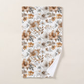Boho Bruin Beige Taan Grijs Bloemrijk Botanisch Ne Bad Handdoek (Handdoek)