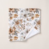 Boho Bruin Beige Taan Grijs Bloemrijk Botanisch Ne Bad Handdoek (Wasdoekje)