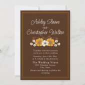Boho Bruin Goud Bloem Herfst Bruiloft Kaart (Voorkant)