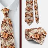 Boho Bruin Gouden Bloemen Waterverf Bloemen Trouwe Stropdas