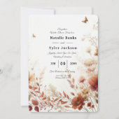 Boho Bruin met Vlinders Bloemen Bruiloft Kaart (Voorkant)