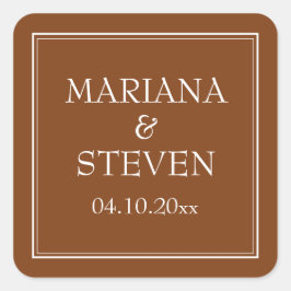 Boho Bruin Moderne Rand Minimalistisch Vierkante Sticker