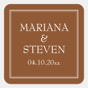 Boho Bruin Moderne Rand Minimalistisch Vierkante Sticker