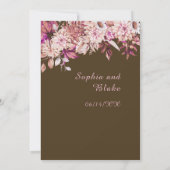 Boho Bruin Roze Bloemige Winter Bruin Bruiloft Kaart (Achterkant)