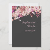 Boho Bruin Roze Bloemige Winter Pebble Gray Trouw Kaart (Achterkant)