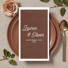 Boho Bruin Script Minimalistische Trouwdag Servet