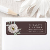 Boho bruin & wit bloem bruiloftslabel etiket (Insitu)