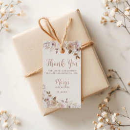 Boho Bruine Beige Bloemachtige Baby Shower Cadeaulabel