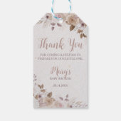 Boho Bruine Beige Bloemenkraam voor Baby Cadeaulabel (Achterkant)