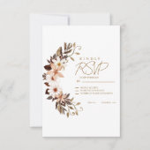 Boho Bruine Bloemen RSVP Kaartje (Voorkant)