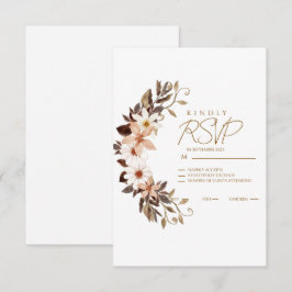 Boho Bruine Bloemen RSVP Kaartje