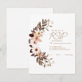 Boho Bruine Bloemen RSVP Kaartje