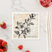 Boho Bruine Bloemenschets Vintage Perkament Servet (Insitu)
