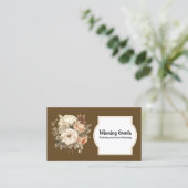 Boho Bruine Gouden Bloemkaart Visitekaartje (Staand voorkant)