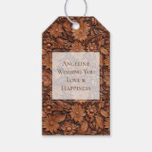 Boho bruine nepleer bloemige bruidsdouche cadeaulabel (Voorkant)