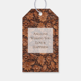 Boho bruine nepleer bloemrijke bruidsdouche cadeaulabel