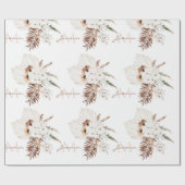 Boho Bruine Pampagras Witte Orchideeën Monogram Cadeaupapier (Vlak)