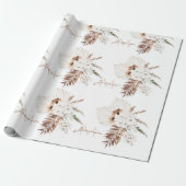 Boho Bruine Pampagras Witte Orchideeën Monogram Cadeaupapier (Uitgerold)