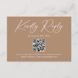 Boho Bruine Taupe Trouw RSVP QR Code Informatiekaartje