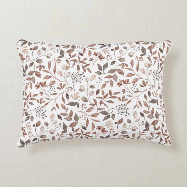 Boho Bruine Terracotta Bloem Bladeren Accent Kussen (Voorkant)