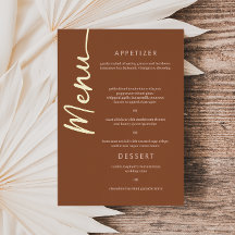 Boho Bruine Terracotta Gouden Folie Script Menukaa